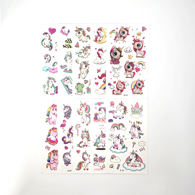 Sticker Sheet Set - 10 أوراق/مجموعة ملصقات وشم مؤقتة لطيفة