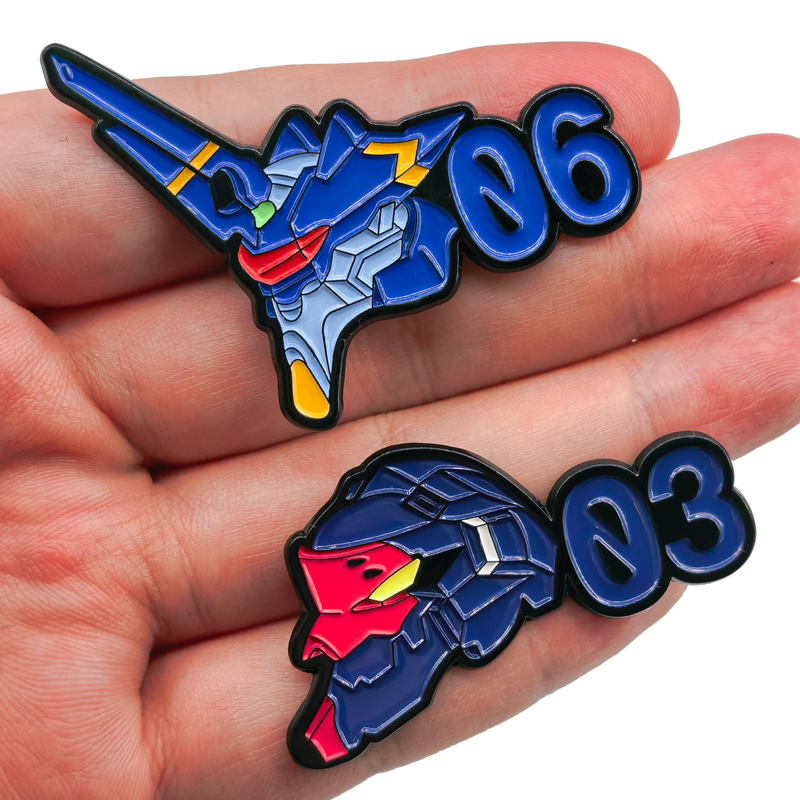 Evangelion Anime Merchandise - شارات معدنية بتصميم روبوت جينيسيس إيفانجيليون