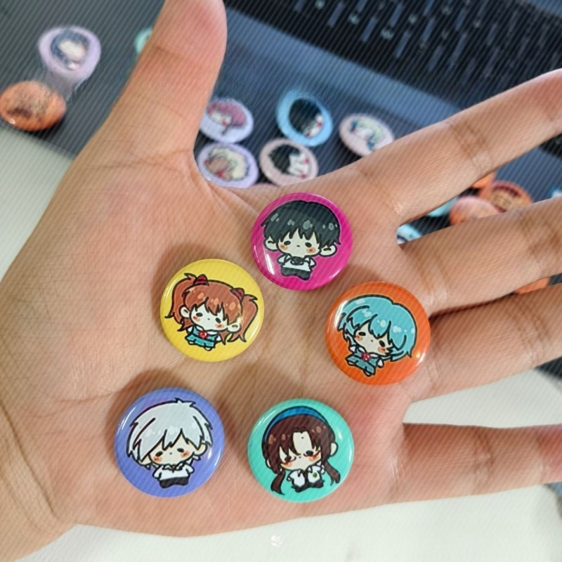 5 قطع دبابيس شارات أزرار صغيرة - مراجعة Evangelion Anime Merchandise وسعره