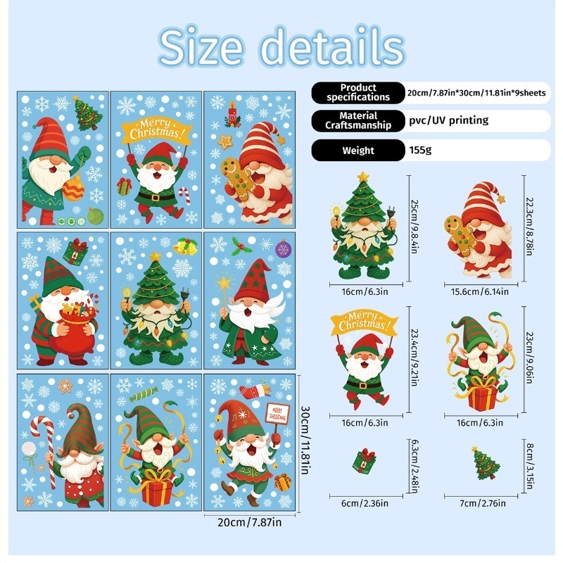 9 أوراق/مجموعة من ملصقات سانتا - مراجعة Sticker Sheet Set وسعره